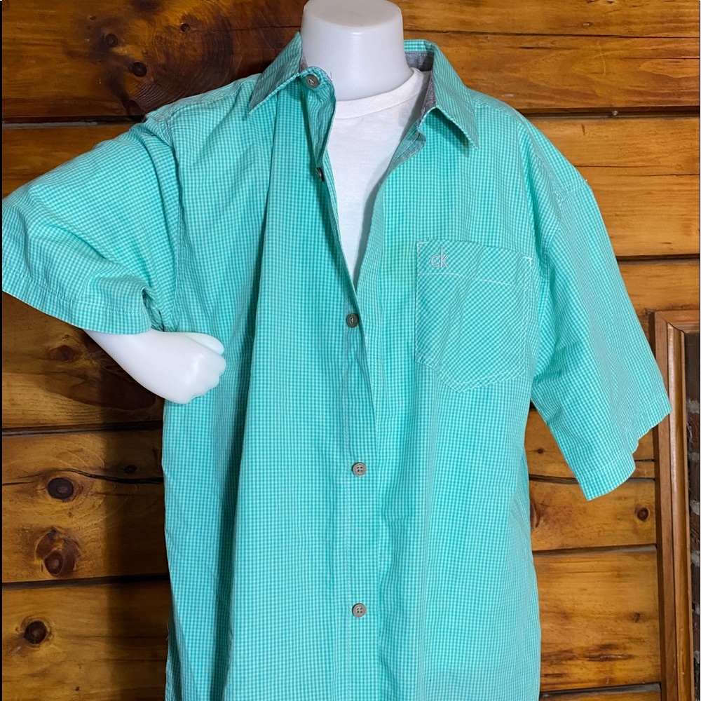 CALVIN KLEIN JEANS BOY’S BUTTON DOWN GINGHAM SZ XL